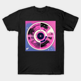 Cosmic Galaxy Pink Vinyl Record Graphic T-Shirt